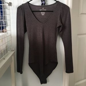 Ribbed V Neck Body Suit